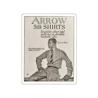 Arrow Silk Shirts (1914) (Magazine Illustration) STICKER Vinyl Die-Cut Decal White Die-Cut 2 Inch - The Sticker Space