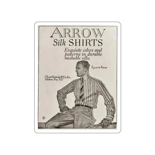 Arrow Silk Shirts (1914) (Magazine Illustration) STICKER Vinyl Die-Cut Decal White Die-Cut 2 Inch - The Sticker Space