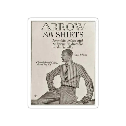 Arrow Silk Shirts (1914) (Magazine Illustration) STICKER Vinyl Die-Cut Decal White Die-Cut 3 Inch - The Sticker Space