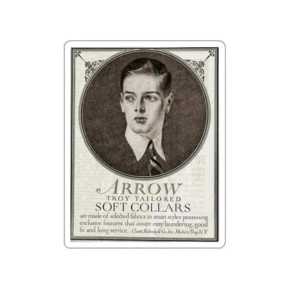 Arrow Troy Tailored Soft Collars ad, The Saturday Evening Post, July 26, 1919 (Magazine Illustration) STICKER Vinyl Die-Cut Decal - The Sticker Space