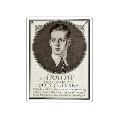 Arrow Troy Tailored Soft Collars ad, The Saturday Evening Post, July 26, 1919 (Magazine Illustration) STICKER Vinyl Die-Cut Decal - The Sticker Space
