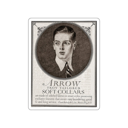 Arrow Troy Tailored Soft Collars ad, The Saturday Evening Post, July 26, 1919 (Magazine Illustration) STICKER Vinyl Die-Cut Decal-White-The Sticker Space