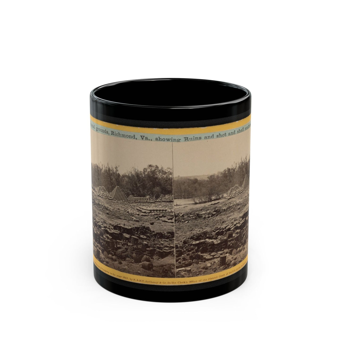 Arsenal Grounds, Richmond, Va., Showing Ruins And Shot And Shell Scattered Around 001 (U.S. Civil War) Black Coffee Mug