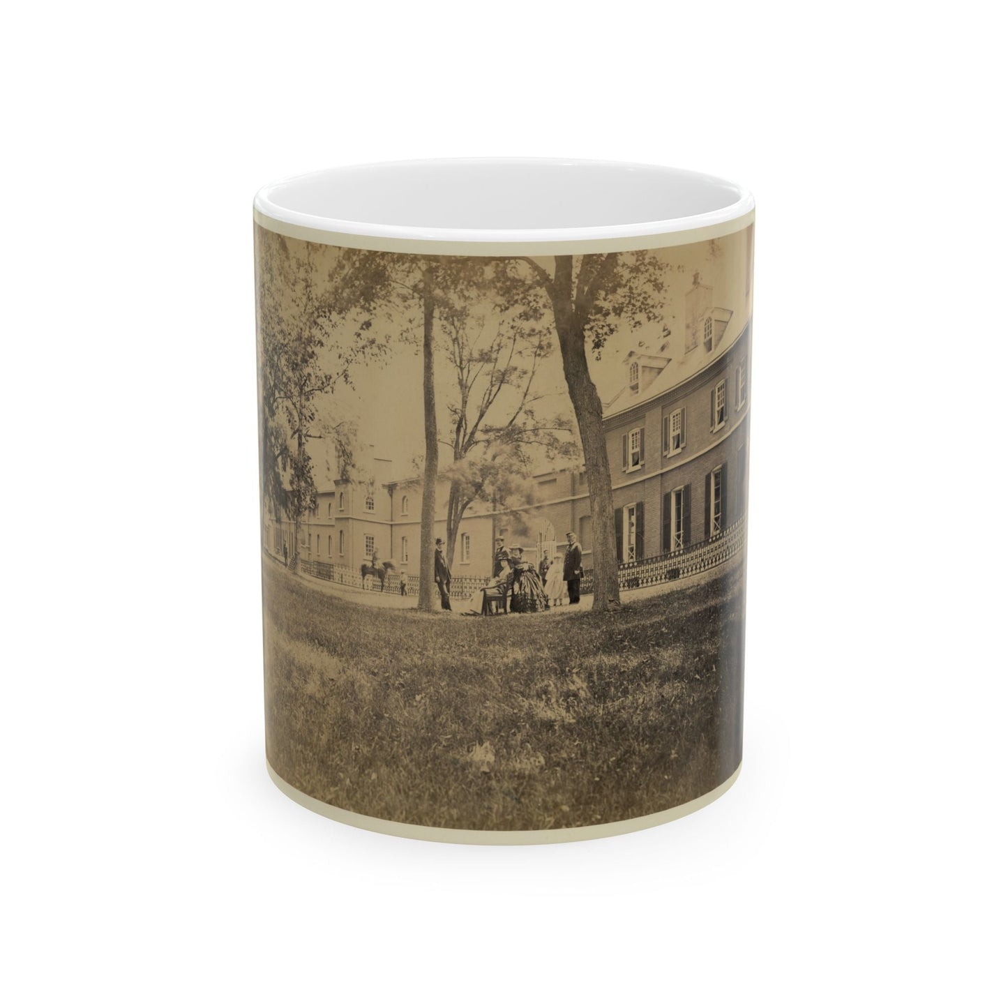 Arsenal, Washington, D.C., North Front. Interior Court -- Group Of Officers In Foreground (U.S. Civil War) White Coffee Mug