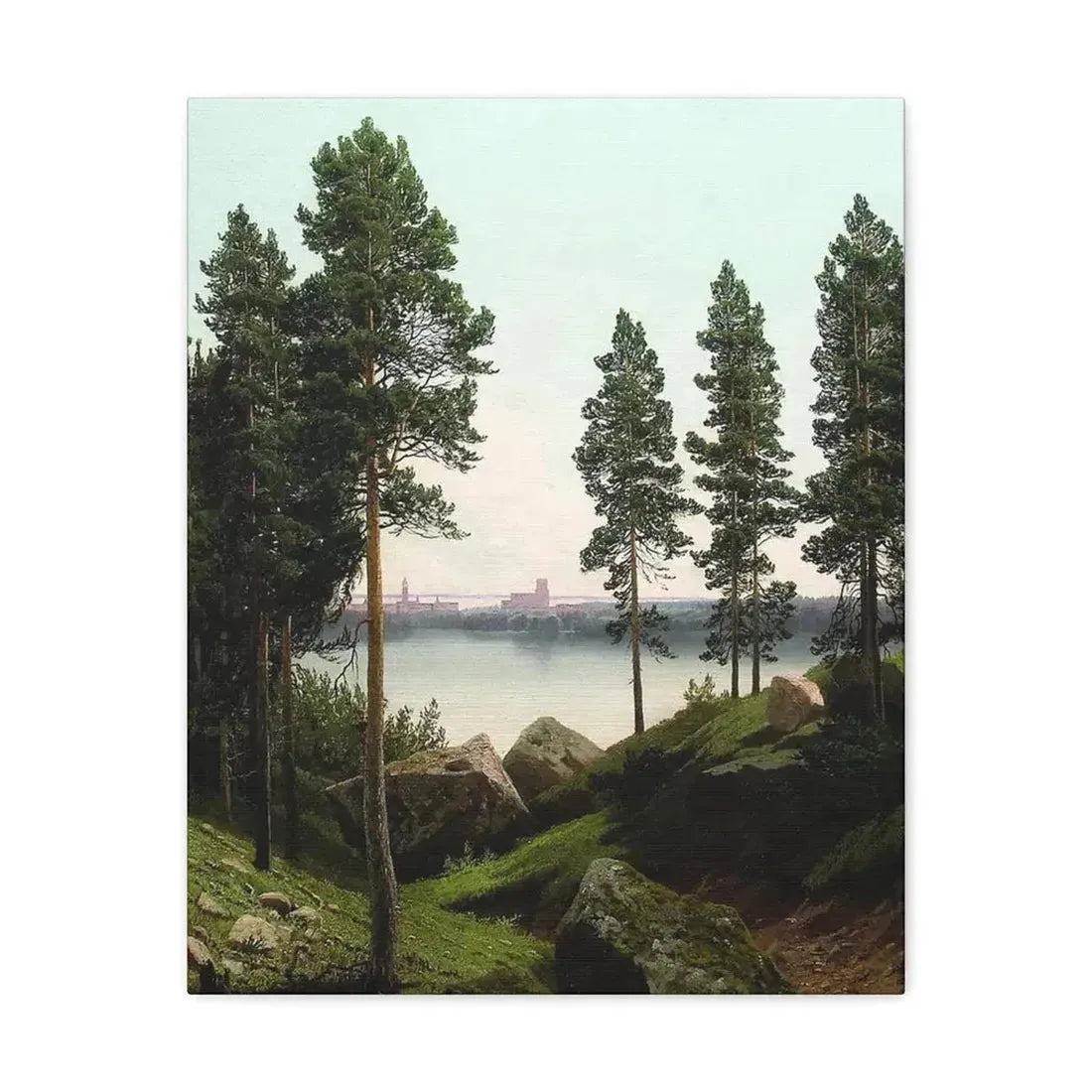 Arseny Ivanovich Meshchersky (1834-1902) Landscape with a Lake 1870 - Canvas Wall Art 16″ x 20″ 1.25" - The Sticker Space