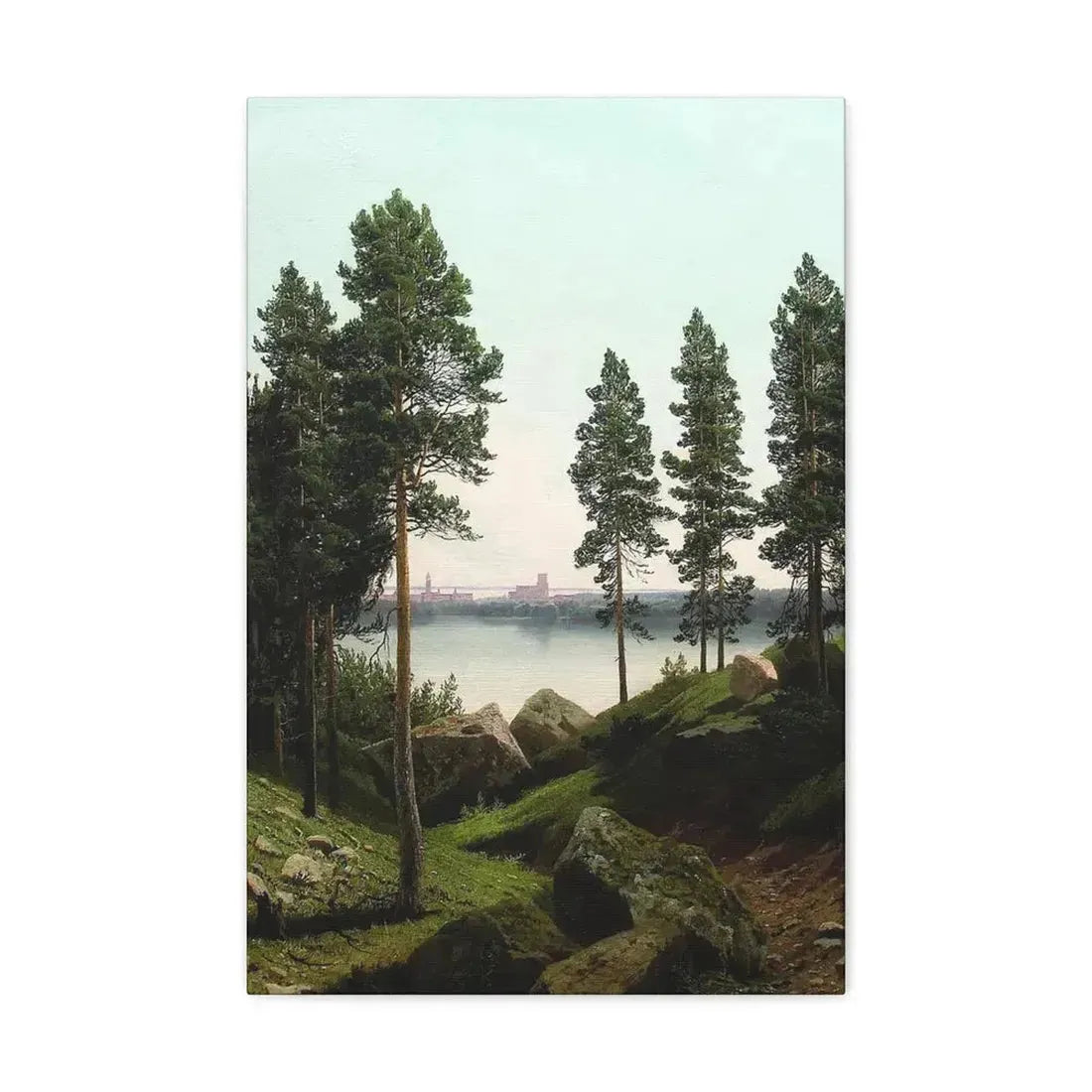 Arseny Ivanovich Meshchersky (1834-1902) Landscape with a Lake 1870 - Canvas Wall Art 16″ x 24″ 1.25" - The Sticker Space