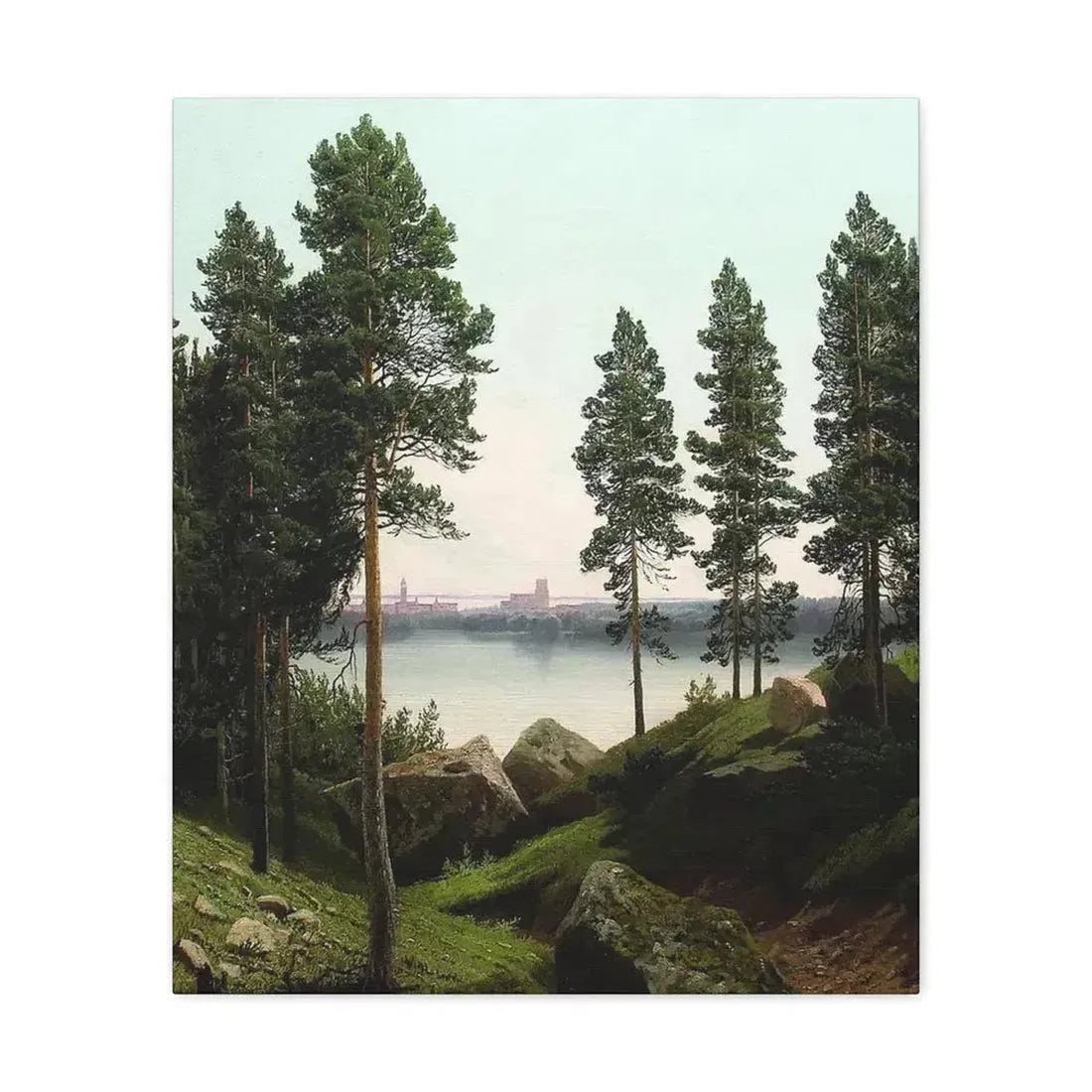 Arseny Ivanovich Meshchersky (1834-1902) Landscape with a Lake 1870 - Canvas Wall Art 20″ x 24″ 1.25" - The Sticker Space