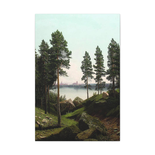 Arseny Ivanovich Meshchersky (1834-1902) Landscape with a Lake 1870 - Canvas Wall Art-24″ x 36″-The Sticker Space