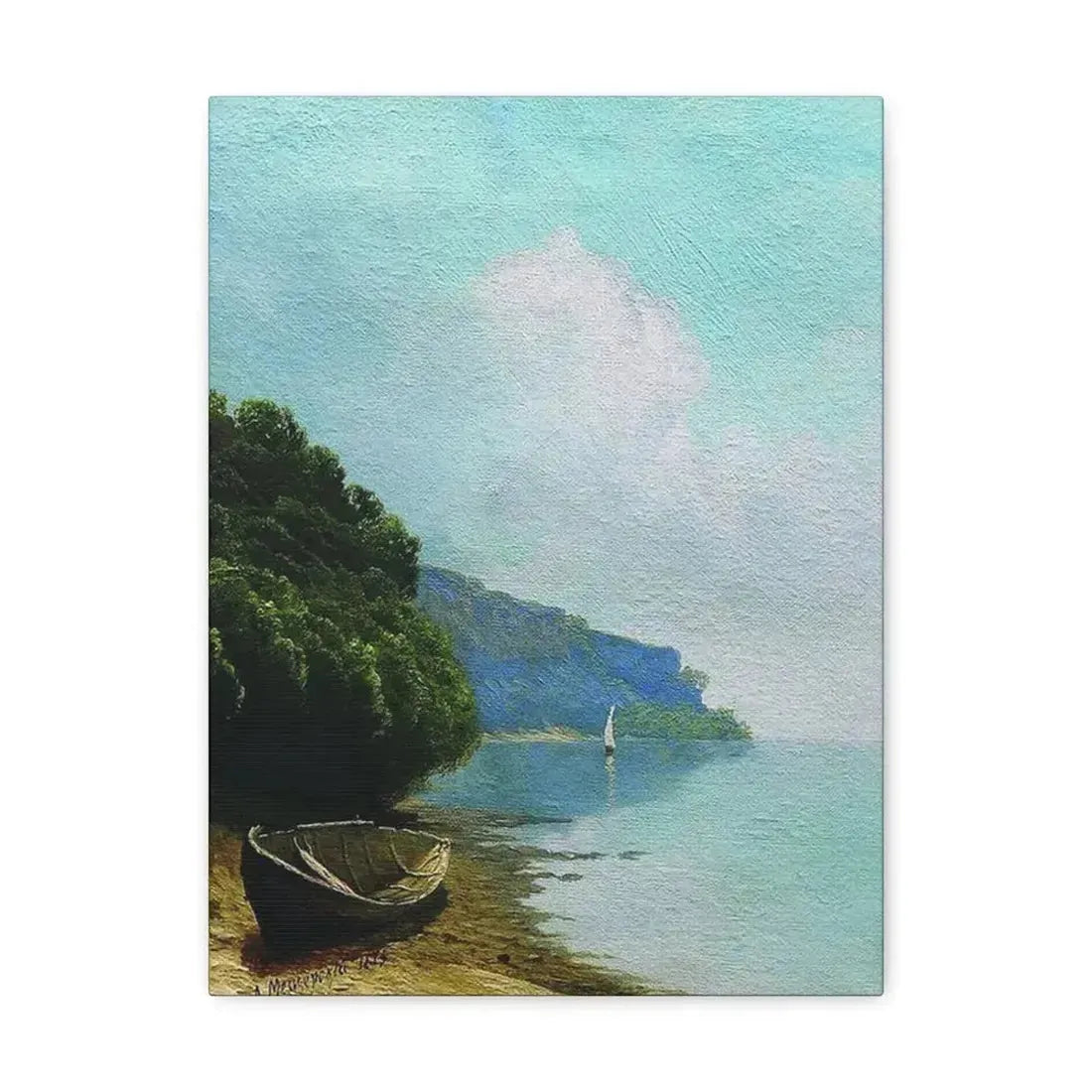 Arseny Ivanovich Meshchersky (1834-1902) On the Coast 1879 - Canvas Wall Art 12″ x 16″ 1.25" - The Sticker Space