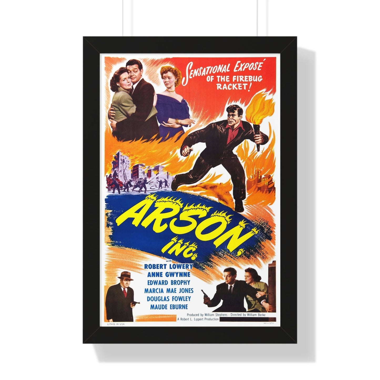 ARSON, INC 1949 - Framed Movie Poster-16″ x 24″-The Sticker Space