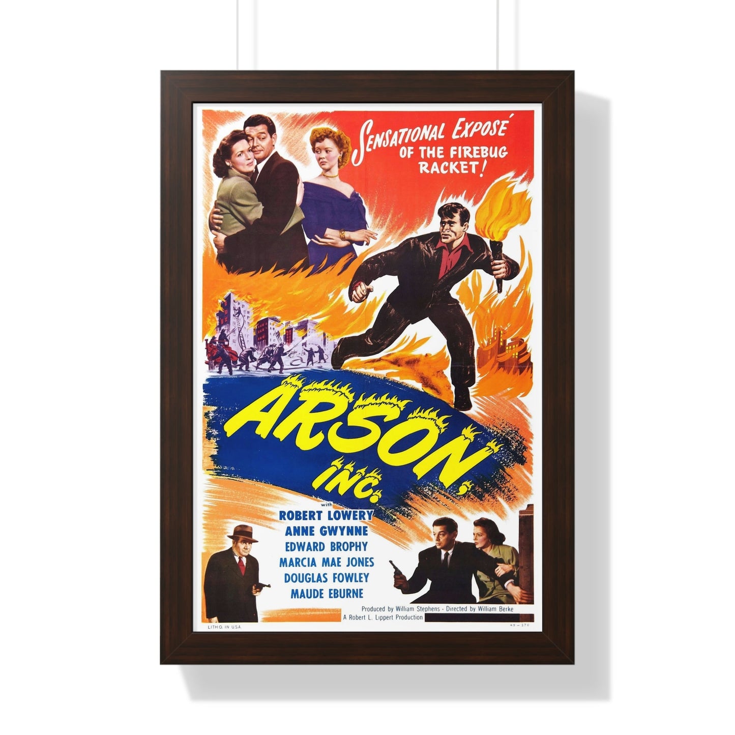 ARSON, INC 1949 - Framed Movie Poster-16″ x 24″-The Sticker Space