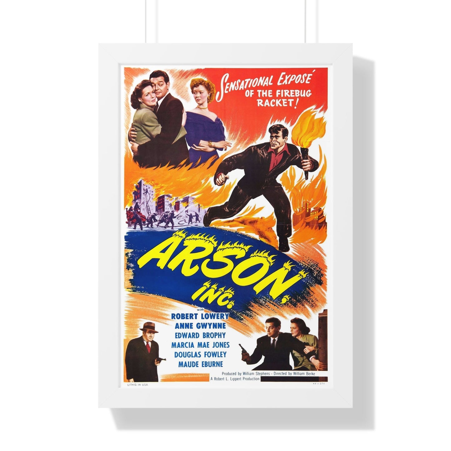 ARSON, INC 1949 - Framed Movie Poster-16″ x 24″-The Sticker Space