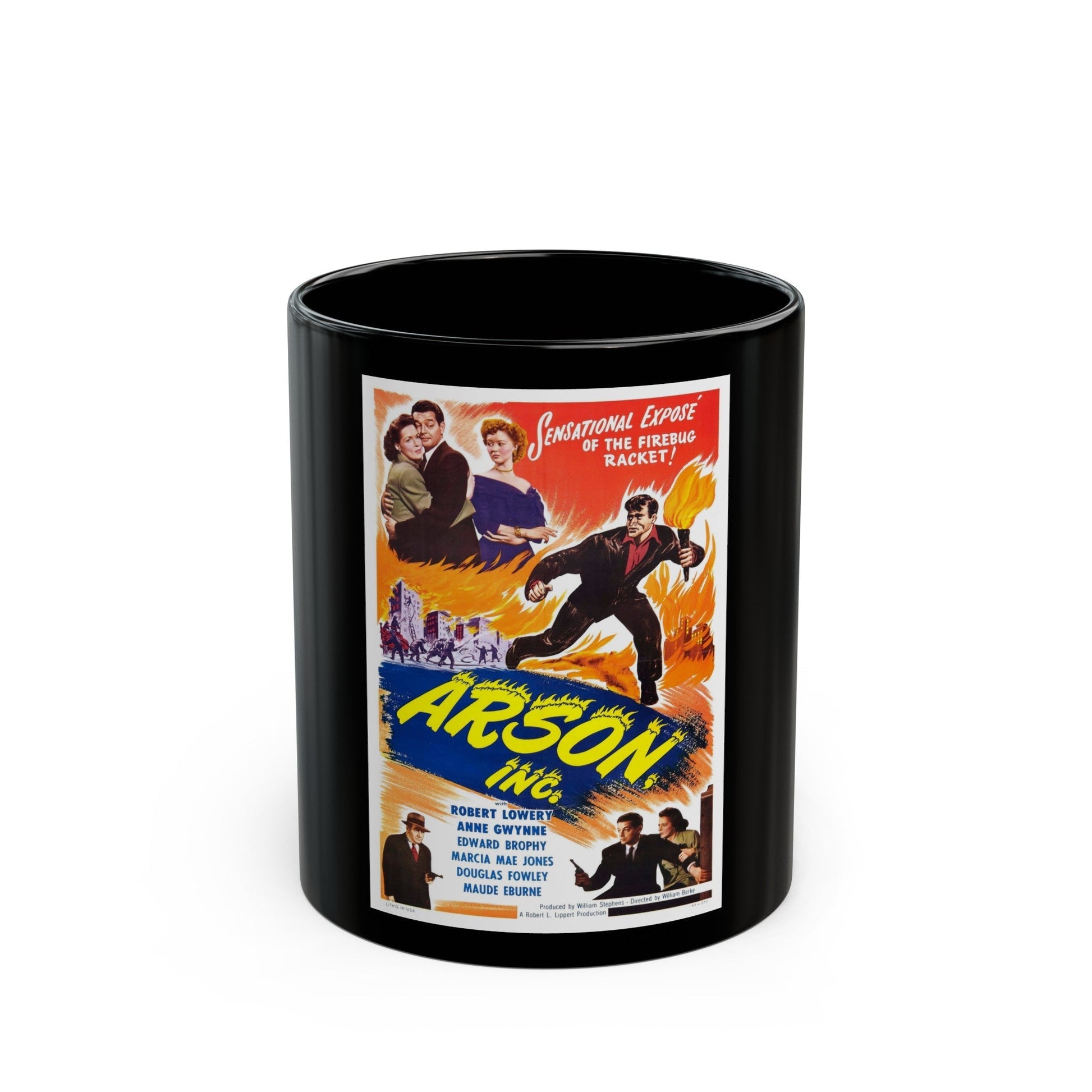 ARSON, INC 1949 Movie Poster - Black Coffee Mug-11oz-The Sticker Space