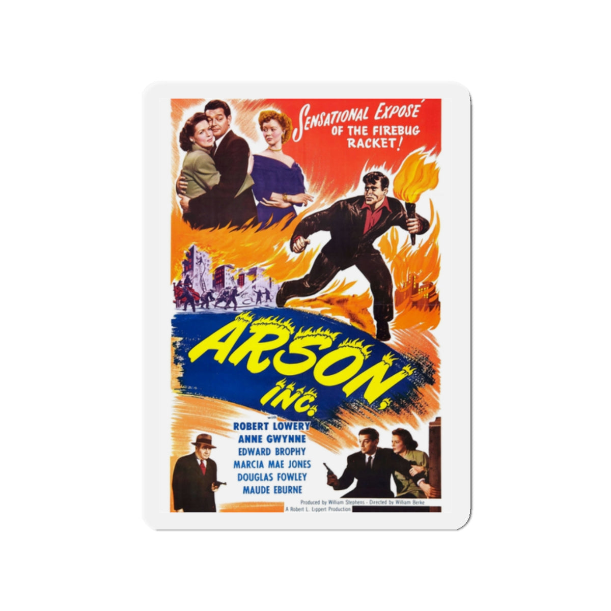 ARSON, INC 1949 Movie Poster - Die-Cut Magnet-2" x 2"-The Sticker Space