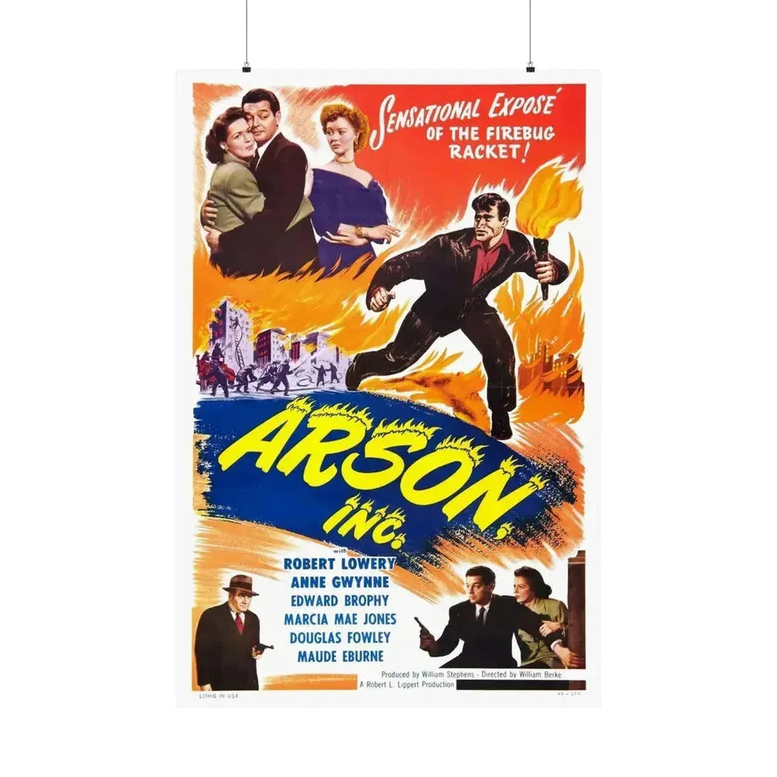 ARSON, INC 1949 - Paper Movie Poster 36" x 54" Matte - The Sticker Space
