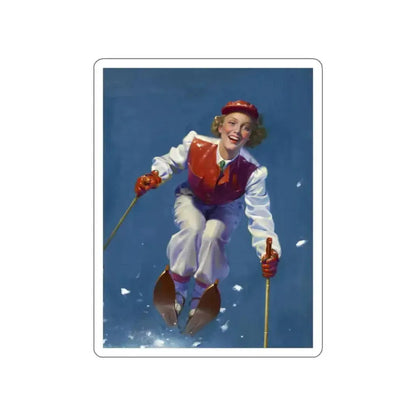 Art Deco Era Woman Skier, magazine cover, circa 1933-1938 (Magazine Illustration) STICKER Vinyl Die-Cut Decal - The Sticker Space