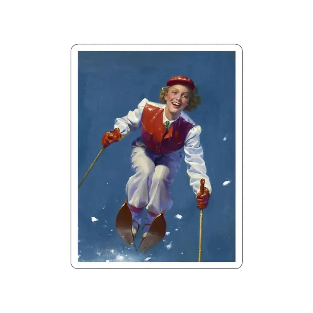Art Deco Era Woman Skier, magazine cover, circa 1933-1938 (Magazine Illustration) STICKER Vinyl Die-Cut Decal - The Sticker Space