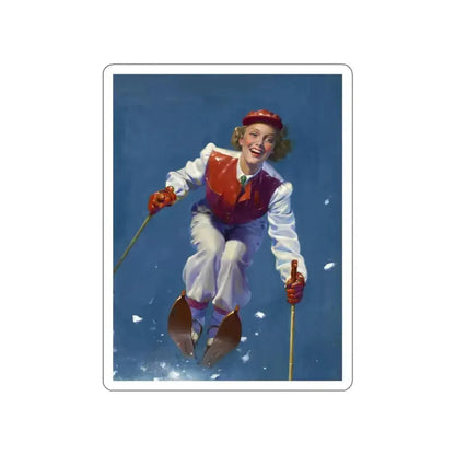 Art Deco Era Woman Skier, magazine cover, circa 1933-1938 (Magazine Illustration) STICKER Vinyl Die-Cut Decal - The Sticker Space