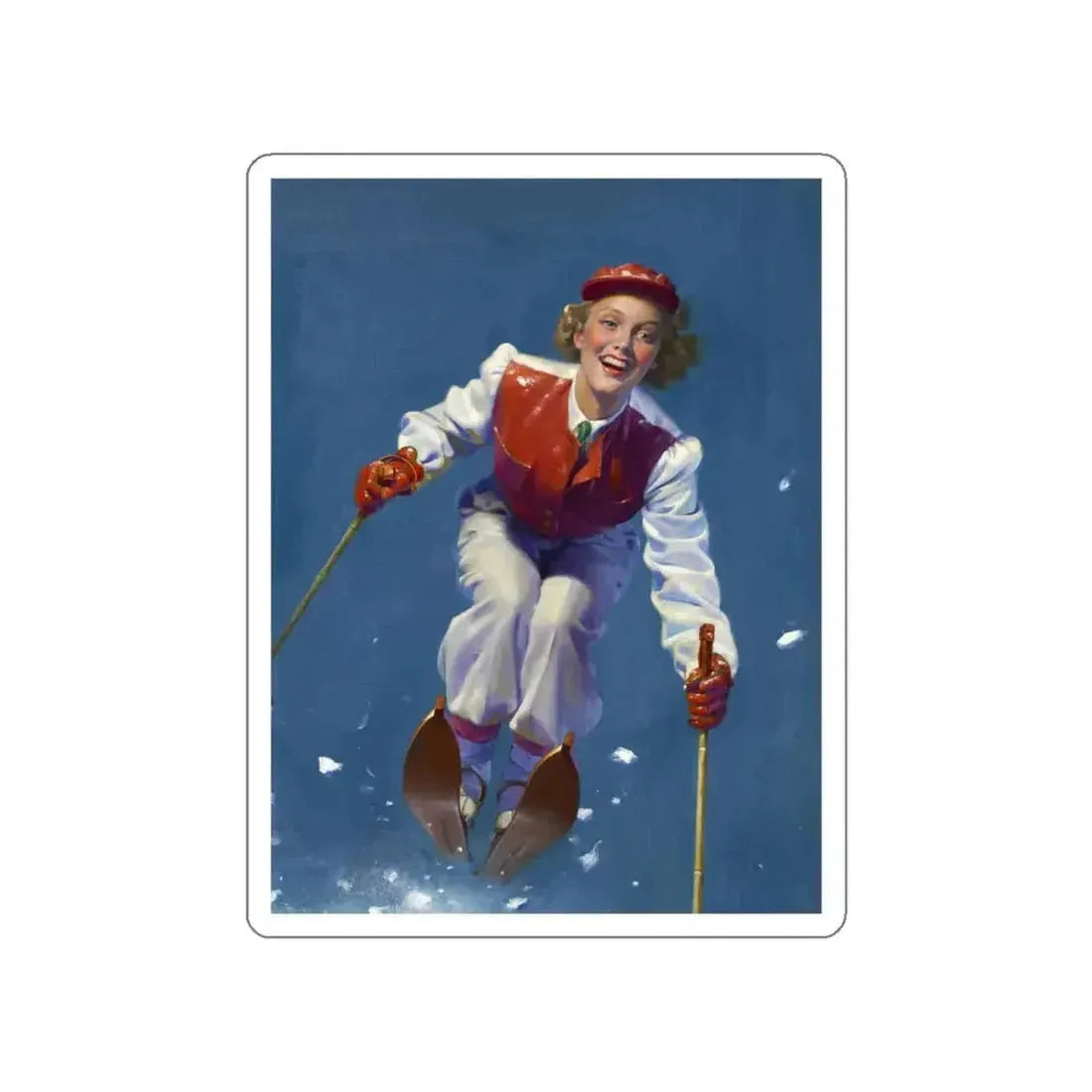Art Deco Era Woman Skier, magazine cover, circa 1933-1938 (Magazine Illustration) STICKER Vinyl Die-Cut Decal - The Sticker Space