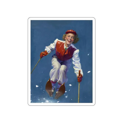 Art Deco Era Woman Skier, magazine cover, circa 1933-1938 (Magazine Illustration) STICKER Vinyl Die-Cut Decal White Die-Cut 3 Inch - The Sticker Space