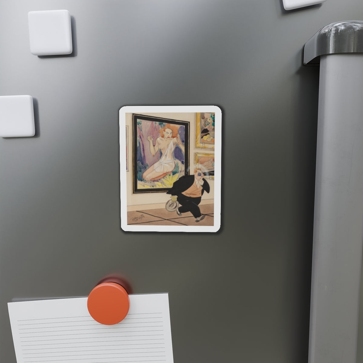 Art Lover (Magazine Illustration) Refrigerator Magnet-The Sticker Space