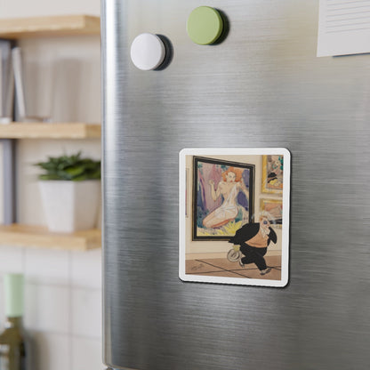 Art Lover (Magazine Illustration) Refrigerator Magnet-The Sticker Space