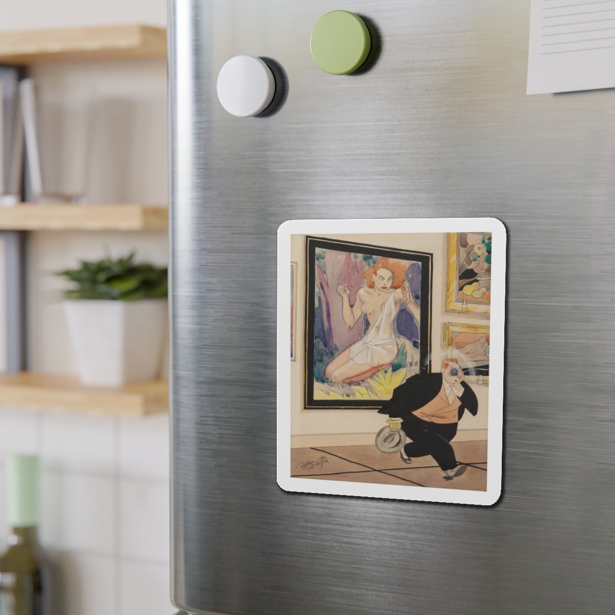 Art Lover (Magazine Illustration) Refrigerator Magnet-The Sticker Space