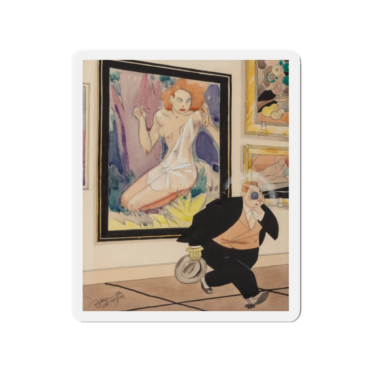 Art Lover (Magazine Illustration) Refrigerator Magnet-2" x 2"-The Sticker Space