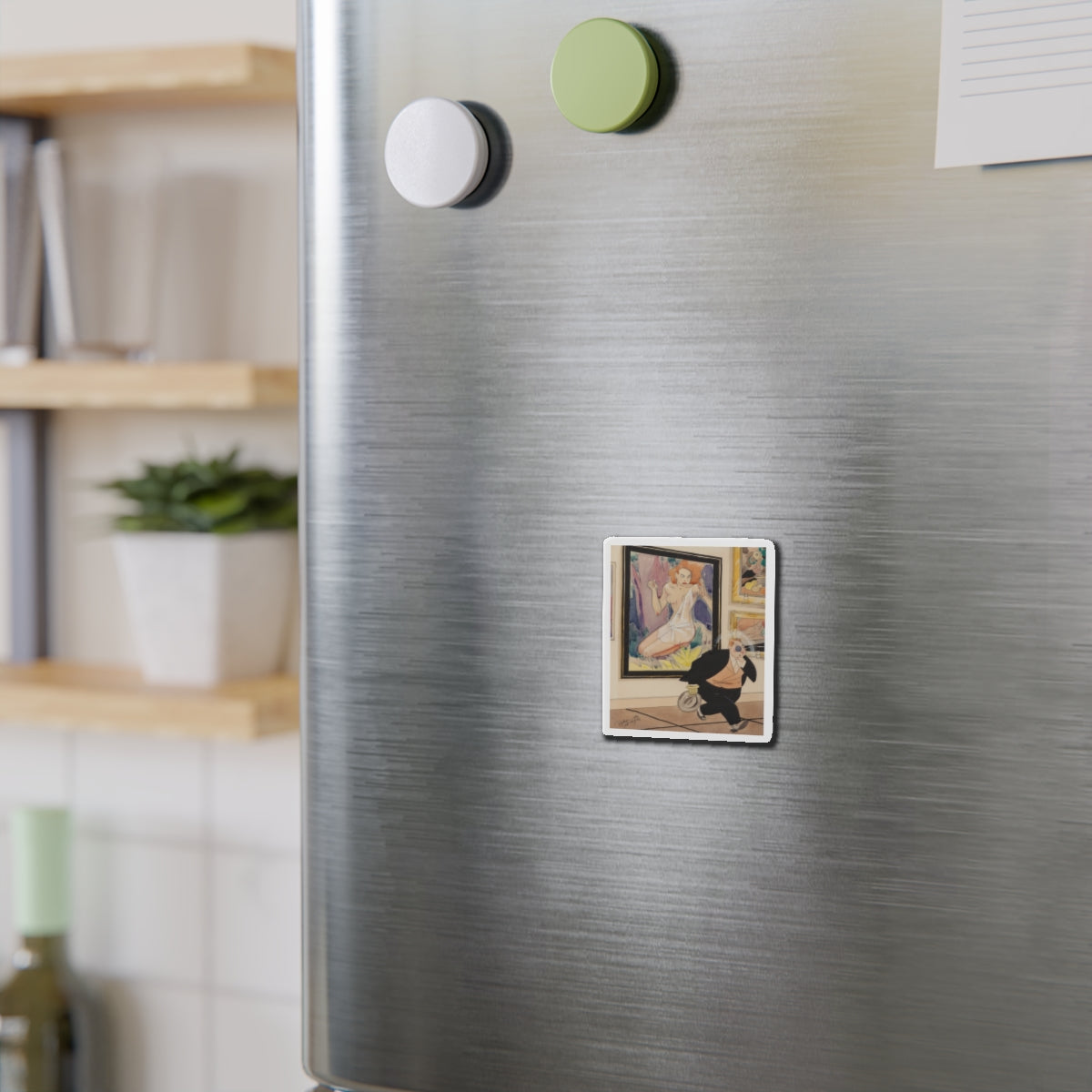 Art Lover (Magazine Illustration) Refrigerator Magnet-The Sticker Space