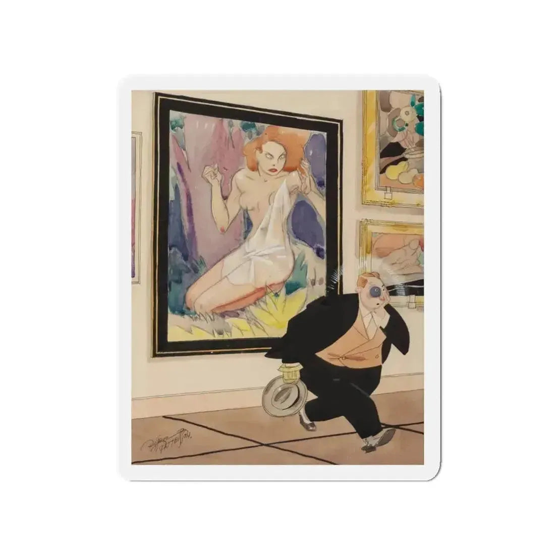 Art Lover (Magazine Illustration) Refrigerator Magnet - The Sticker Space