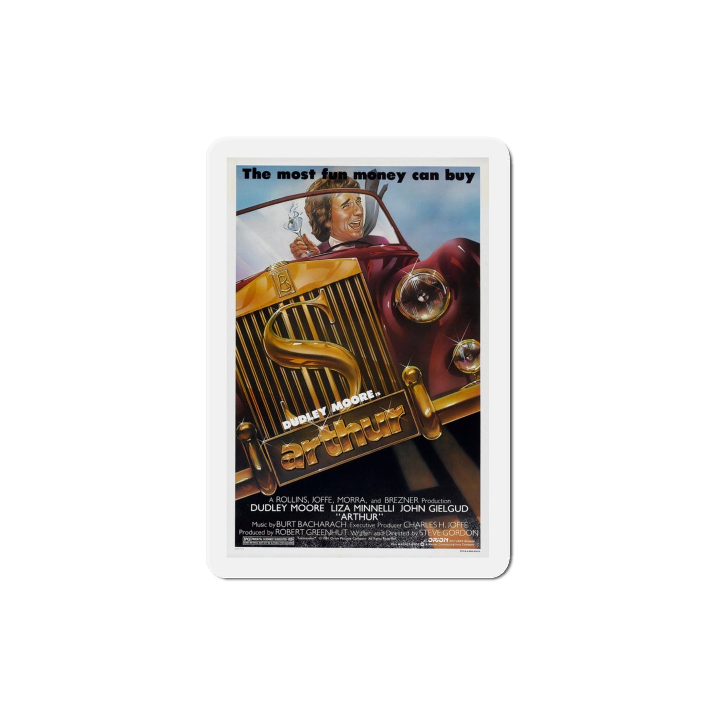 Arthur 1981 Movie Poster Die-Cut Magnet-3" x 3"-The Sticker Space