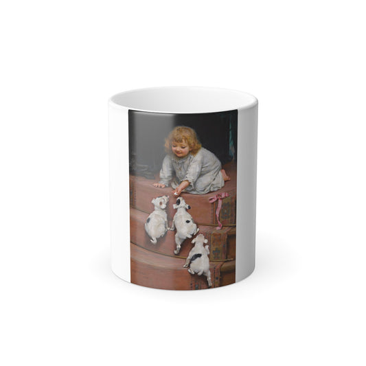 Arthur John Elsley (1861-1952) A Dead Heat - oil on canvas 1893 - Color Changing Mug 11oz-11oz-The Sticker Space