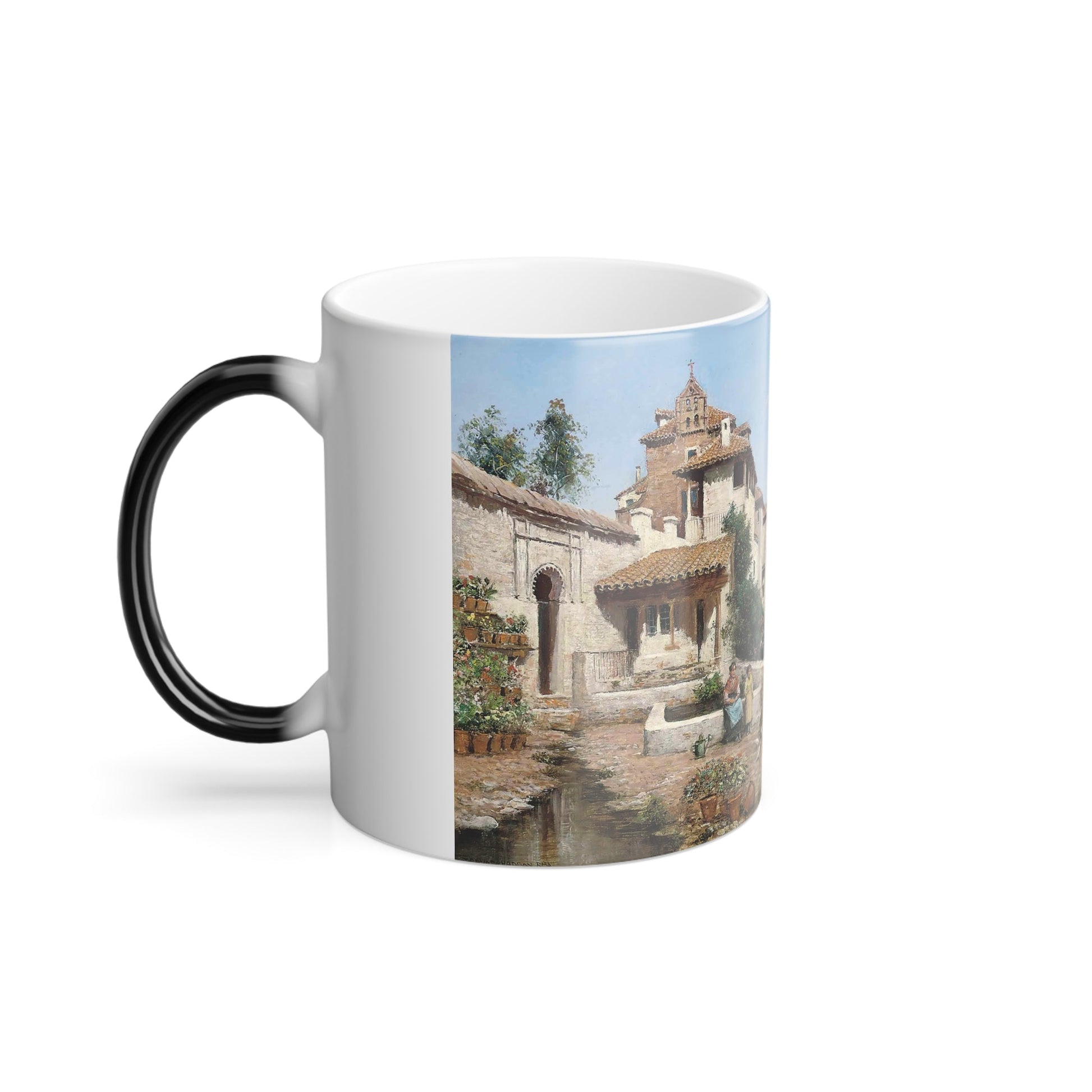 Arthur Trevor Haddon (1864-1941) Old houses outside Toledo - oil on canvas - Color Changing Mug 11oz-11oz-The Sticker Space