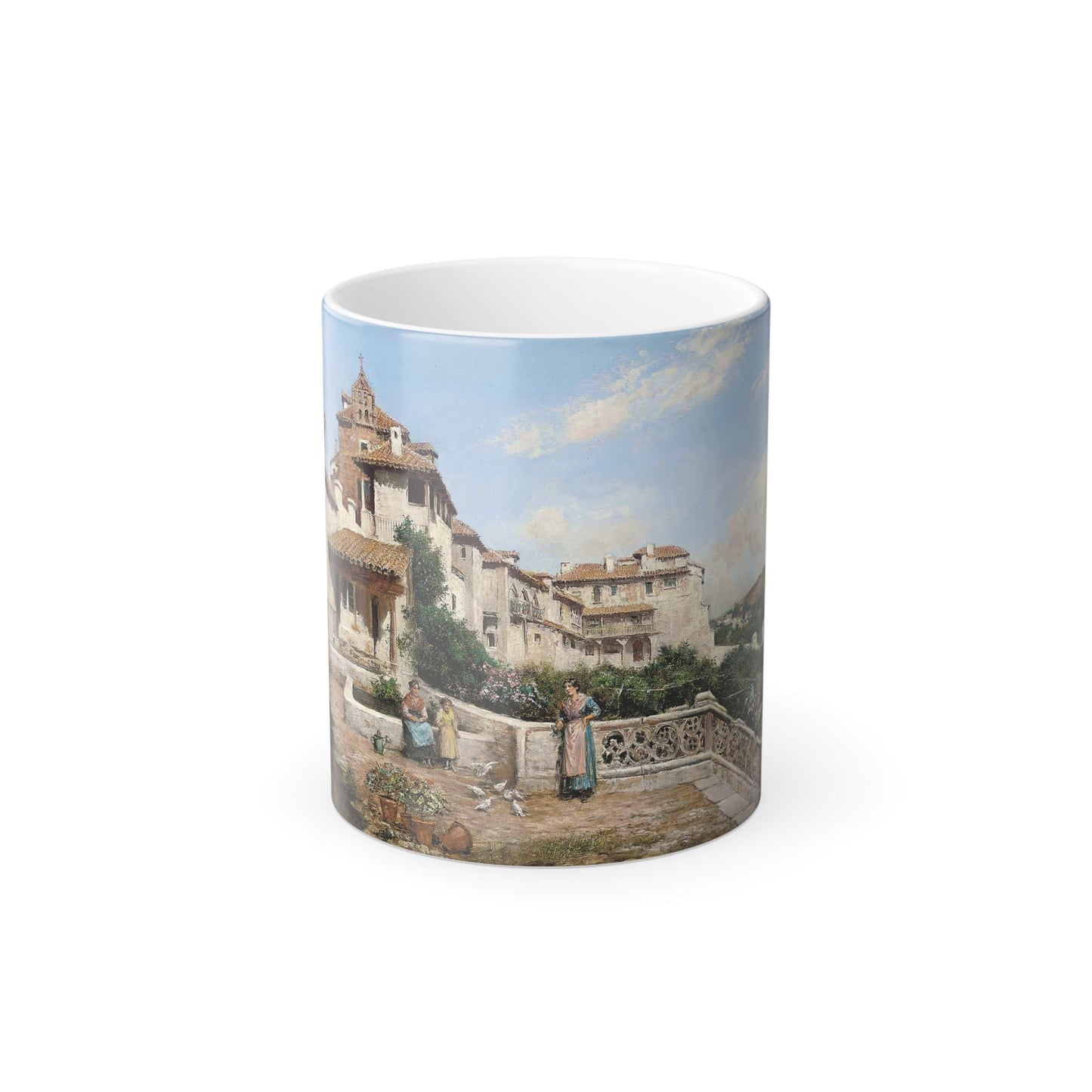 Arthur Trevor Haddon (1864-1941) Old houses outside Toledo - oil on canvas - Color Changing Mug 11oz-11oz-The Sticker Space