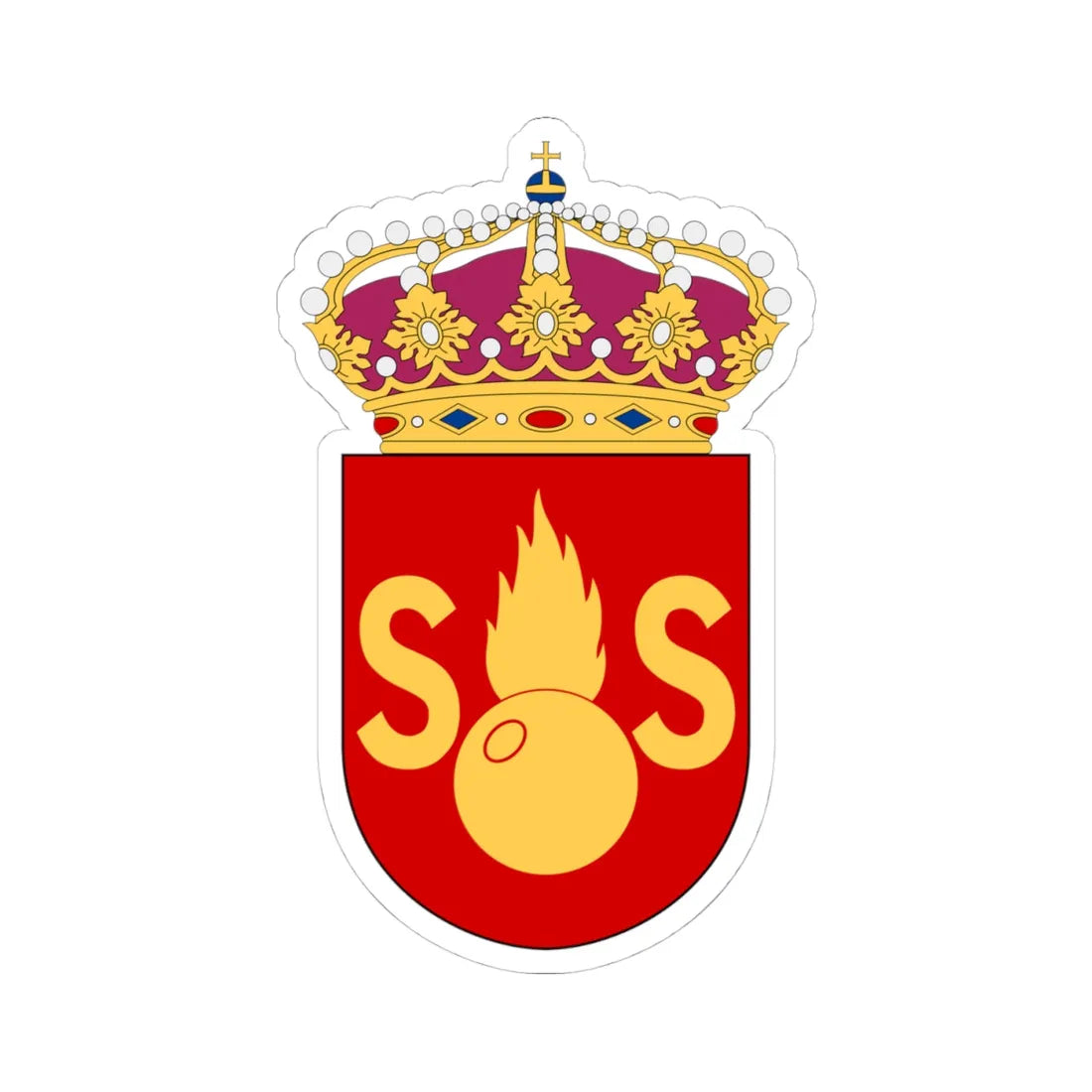 Artilleriskjutskolan vapen (Sweden) (Coat of Arms) STICKER Vinyl Kiss-Cut Decal 4 Inch White - The Sticker Space