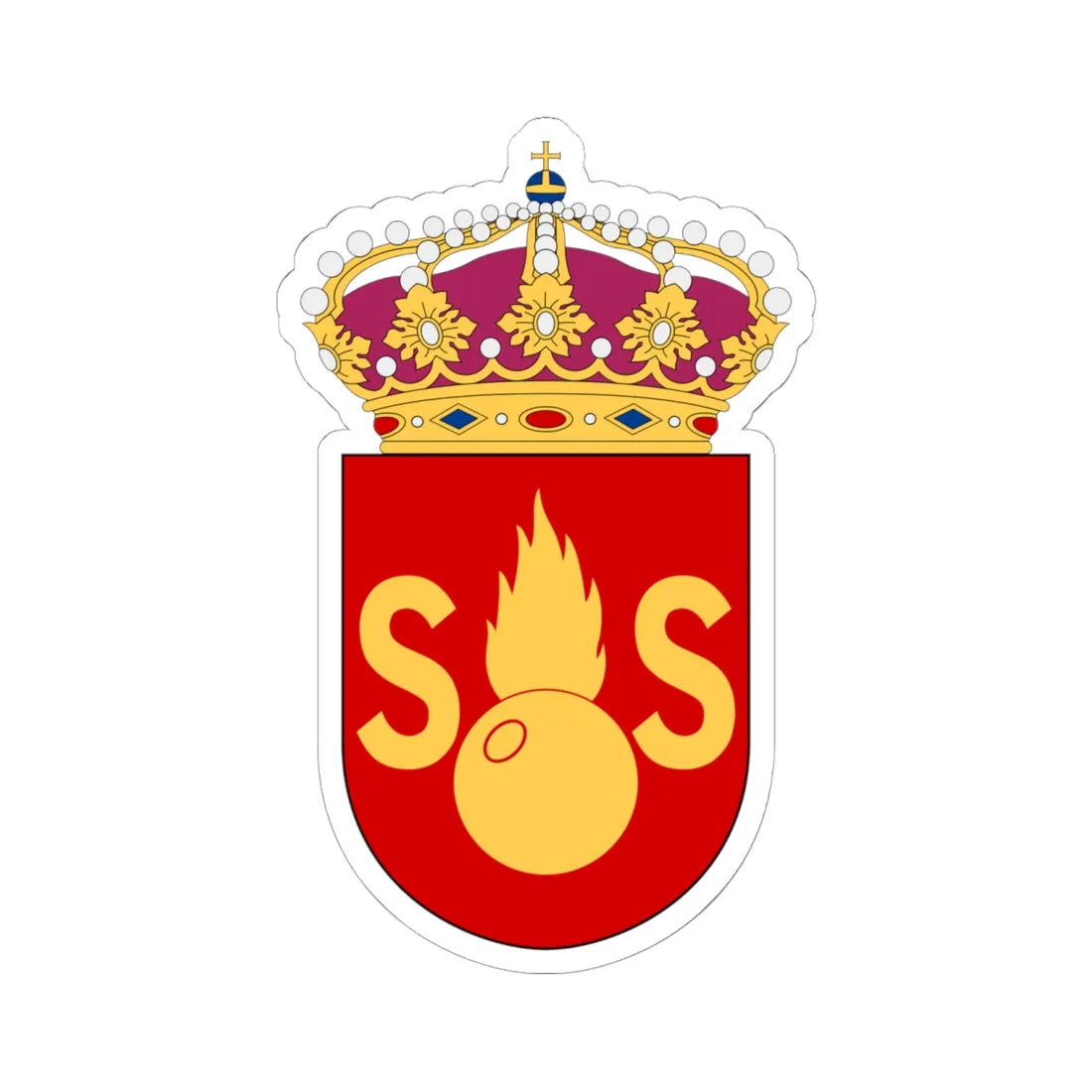 Artilleriskjutskolan vapen (Sweden) (Coat of Arms) STICKER Vinyl Kiss-Cut Decal 6 Inch White - The Sticker Space