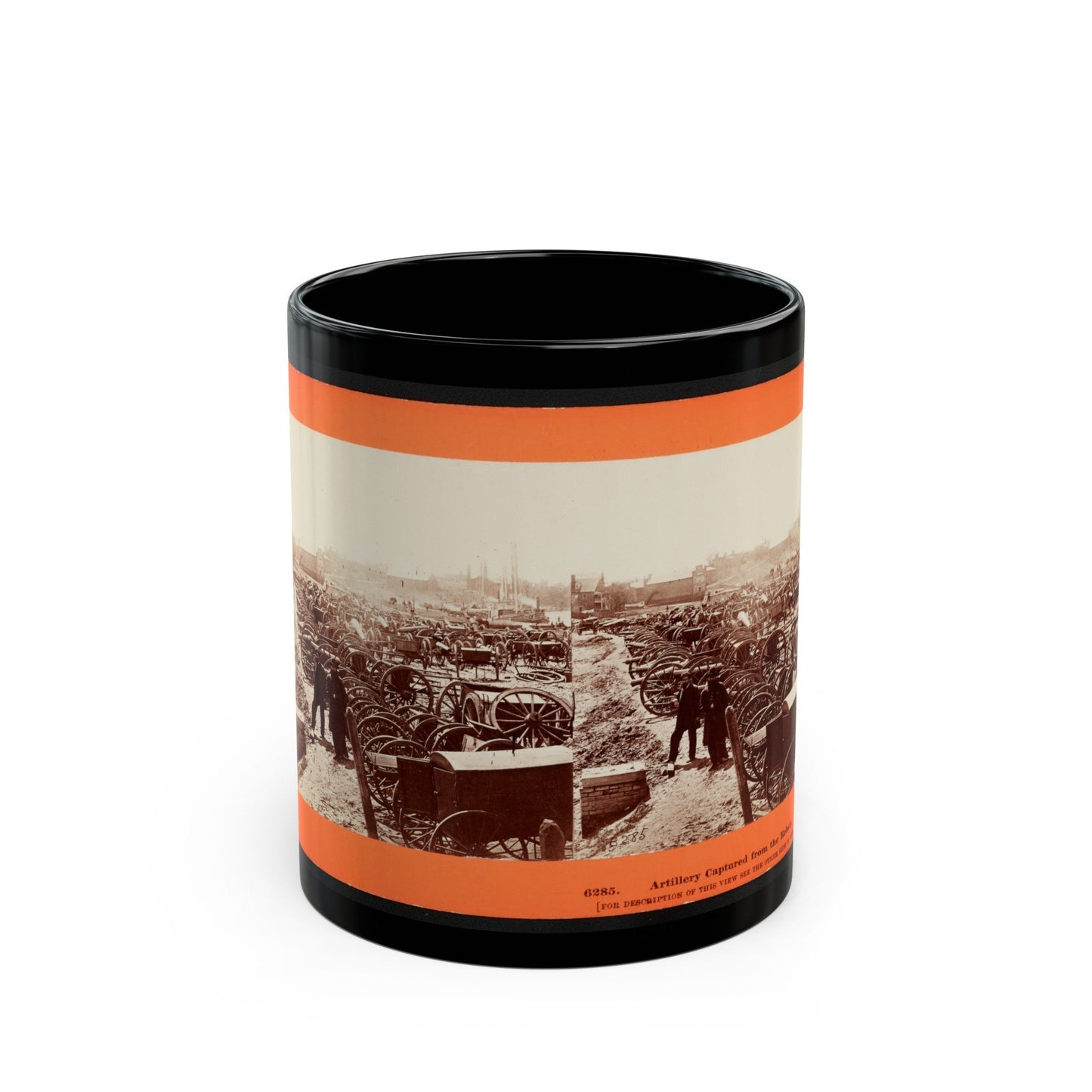 Artillery Captured From The Rebels (U.S. Civil War) Black Coffee Mug-11oz-The Sticker Space