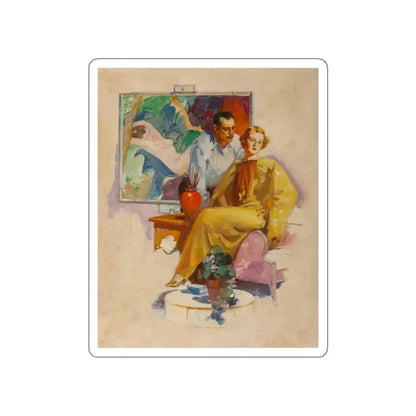 Artist at His Work (Magazine Illustration) STICKER Vinyl Die-Cut Decal White Die-Cut 4 Inch - The Sticker Space