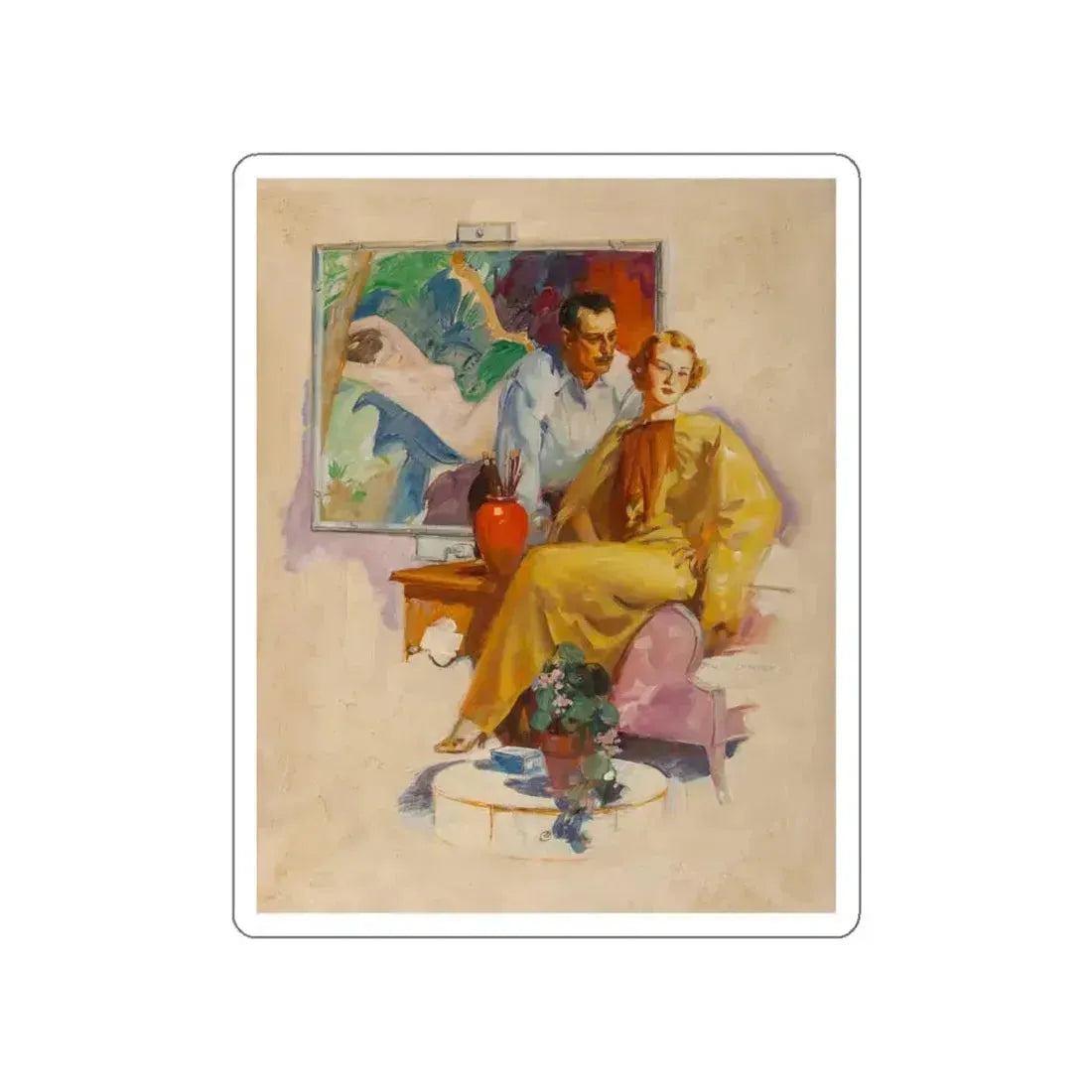 Artist at His Work (Magazine Illustration) STICKER Vinyl Die-Cut Decal White Die-Cut 6 Inch - The Sticker Space