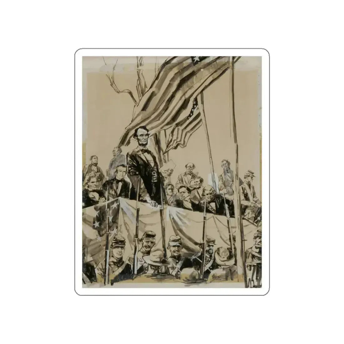 Artwork of Abraham Lincoln (Magazine Illustration) STICKER Vinyl Die-Cut Decal White Die-Cut 5 Inch - The Sticker Space