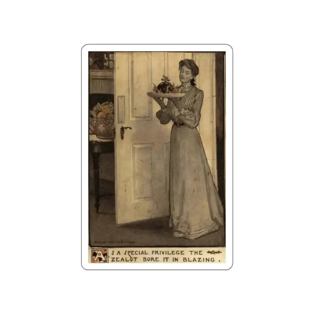 As a Special Privilege the Zealot Bore it in Blazing, Scribner's Magazine illustration, November 1911, 1903 (Magazine Illustration) STICKER Vinyl Die-Cut Decal - The Sticker Space