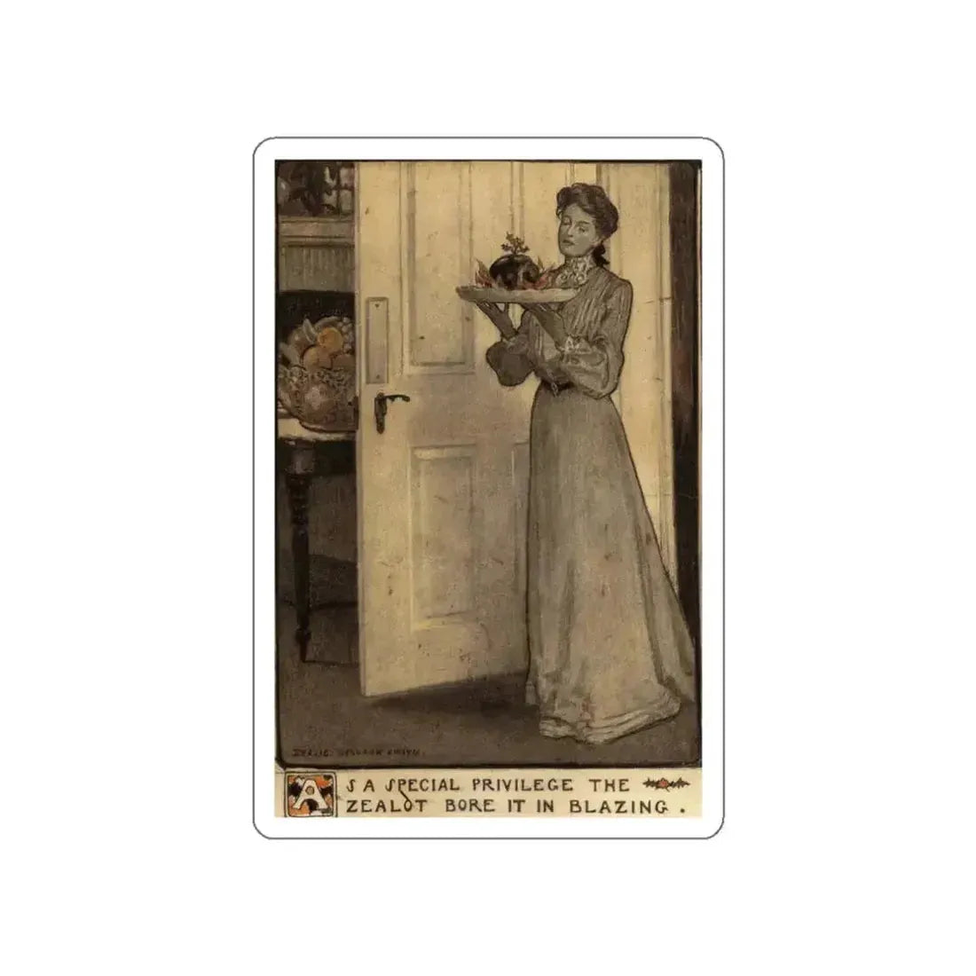 As a Special Privilege the Zealot Bore it in Blazing, Scribner's Magazine illustration, November 1911, 1903 (Magazine Illustration) STICKER Vinyl Die-Cut Decal - The Sticker Space