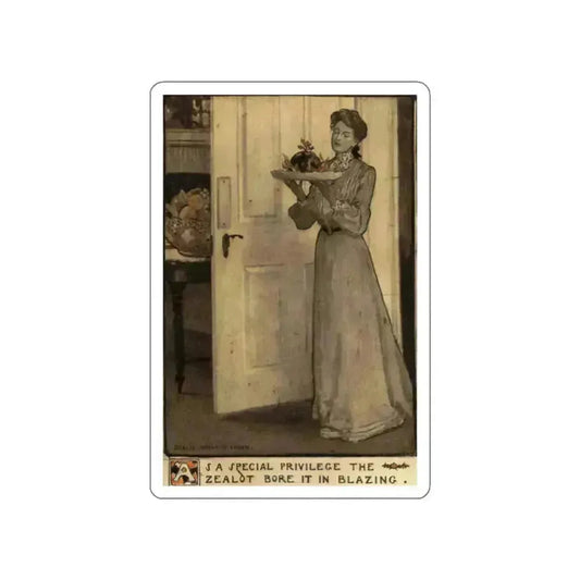 As a Special Privilege the Zealot Bore it in Blazing, Scribner's Magazine illustration, November 1911, 1903 (Magazine Illustration) STICKER Vinyl Die-Cut Decal White Die-Cut 2 Inch - The Sticker Space