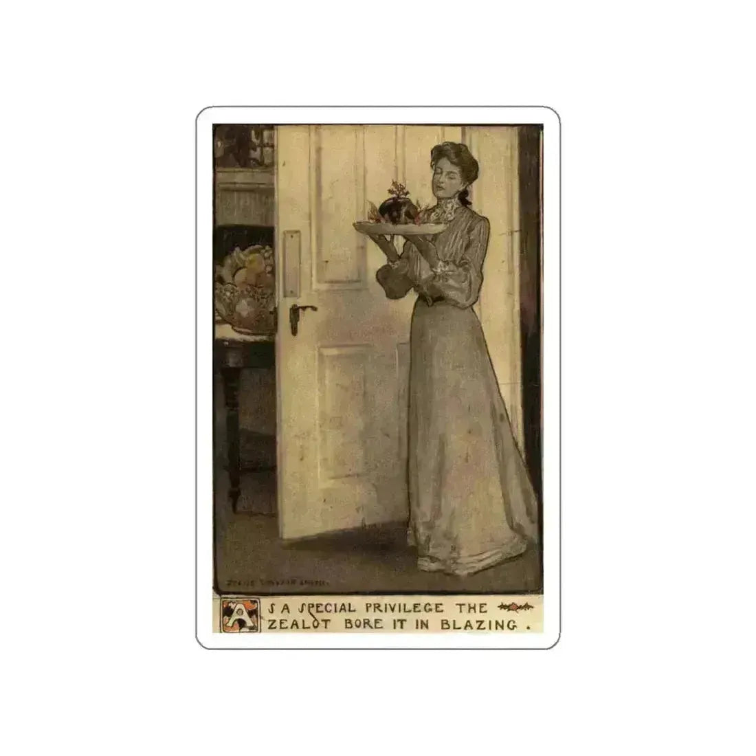 As a Special Privilege the Zealot Bore it in Blazing, Scribner's Magazine illustration, November 1911, 1903 (Magazine Illustration) STICKER Vinyl Die-Cut Decal White Die-Cut 6 Inch - The Sticker Space