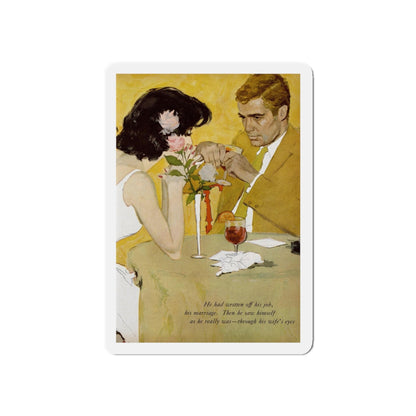 As in A Mirror, Clearly, Redbook, September 1960 (Magazine Illustration) Refrigerator Magnet-3" x 3"-The Sticker Space