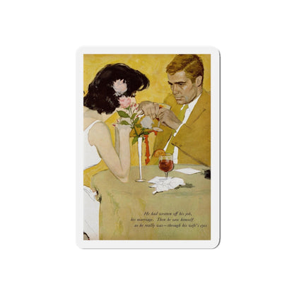 As in A Mirror, Clearly, Redbook, September 1960 (Magazine Illustration) Refrigerator Magnet-4" x 4"-The Sticker Space