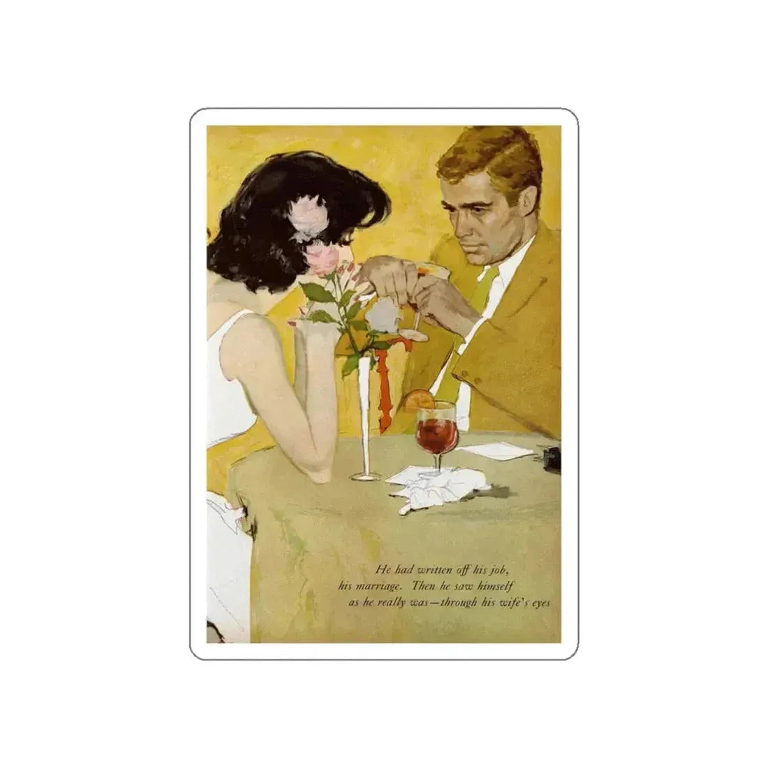 As in A Mirror, Clearly, Redbook, September 1960 (Magazine Illustration) STICKER Vinyl Die-Cut Decal White Die-Cut 3 Inch - The Sticker Space