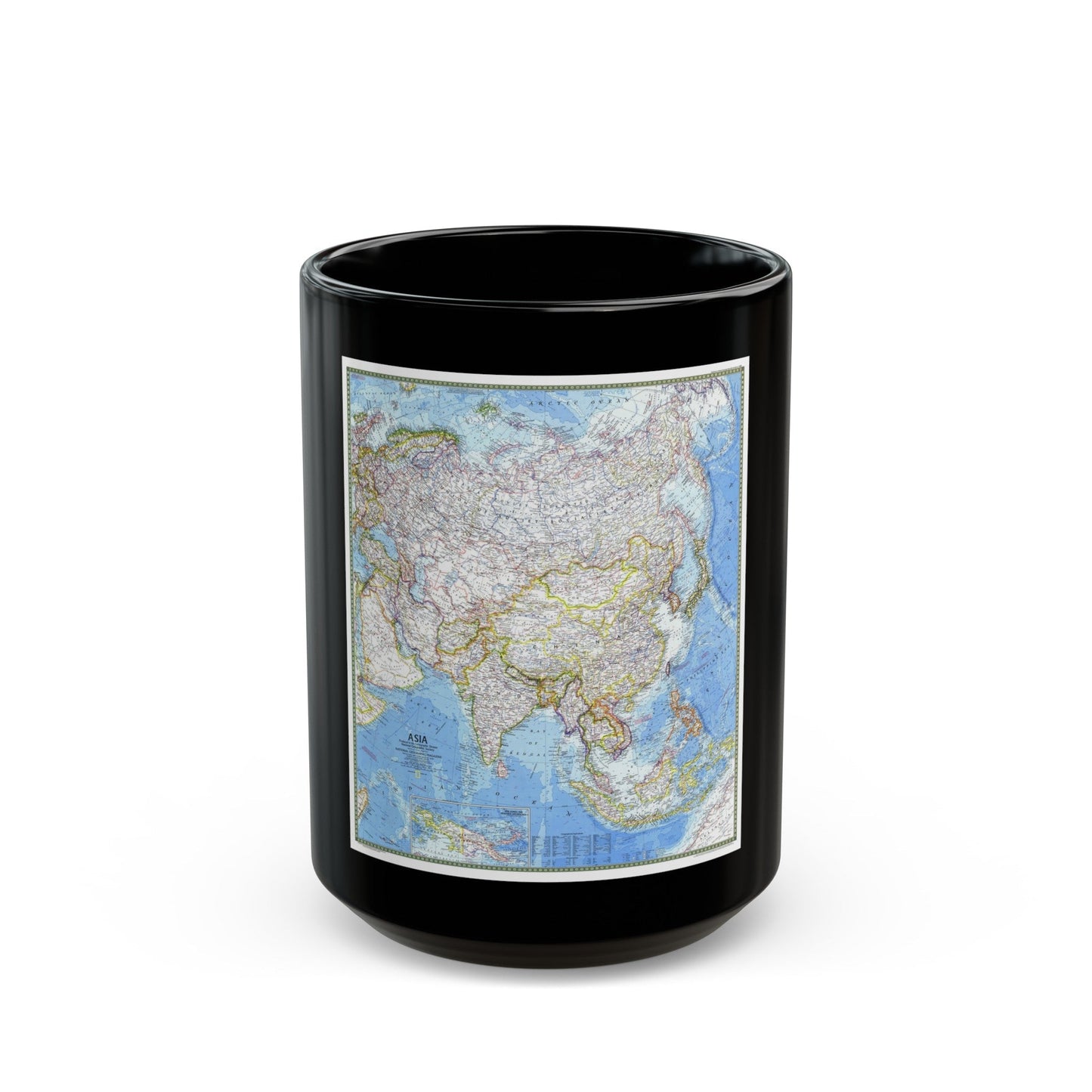 Asia (1971) (Map) Black Coffee Mug-15oz-The Sticker Space