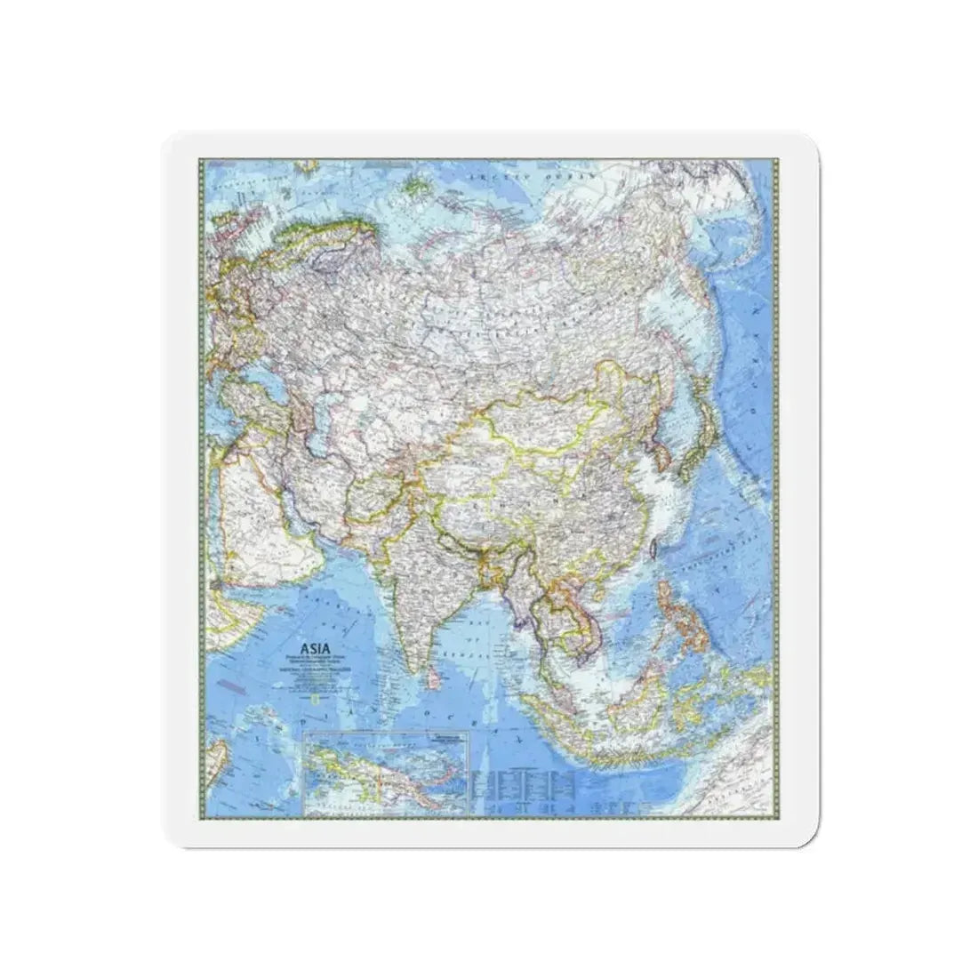 Asia (1971) (Map) Refrigerator Magnet 2 Inch - The Sticker Space