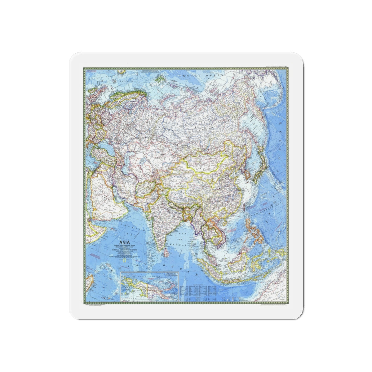 Asia (1971) (Map) Refrigerator Magnet-4" x 4"-The Sticker Space